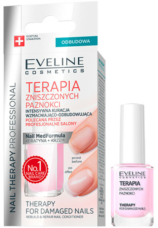 Японський манікюр-мегазакріплююча терапія Eveline Nail Therapy Professional з чистим кератином для крихких нігтів 12 мл (5901761