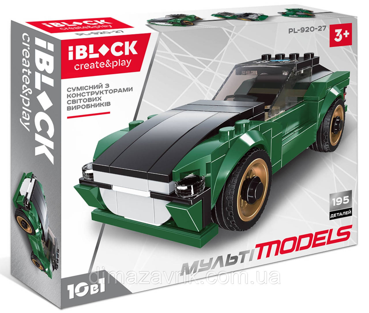 Конструктор iBlock PL-920-27 "Транспорт 10 видів" 195 деталей, фото 1