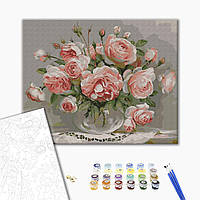 Картина по номерам 40х50 на деревянном подрамнике "Розы на столике" BS436