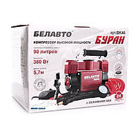 Компрессор 2 цилин Белавто Буран 360W/10атм/90л/5,7м шланг спирал с ман. де/клемы/датчик от прегрева