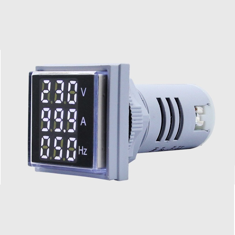 Вольтметр-амперметр AC 50-500V вбудований, білий, квадратний екран (AD16-22FAVH), фото 1