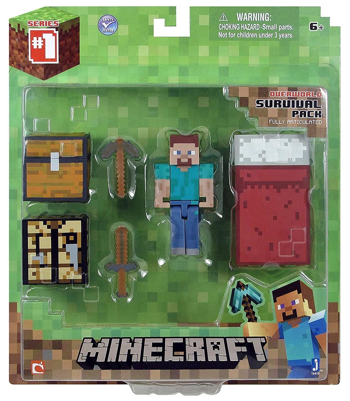 Фігурка Стів із ліжком набір для виживання Майнкрафт Minecraft Overworld Survival Pack Steve виживання оригін