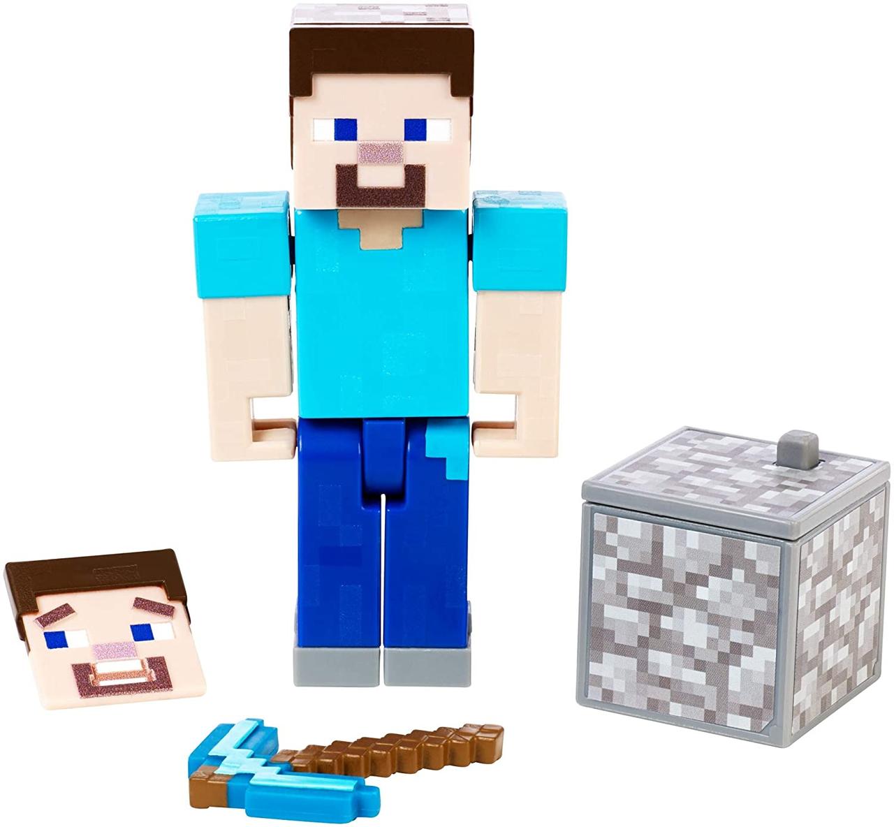 Фігурка Стів із киркою та блоком Майнкрафт Minecraft Comic Maker Steve Action оригінал Mattel