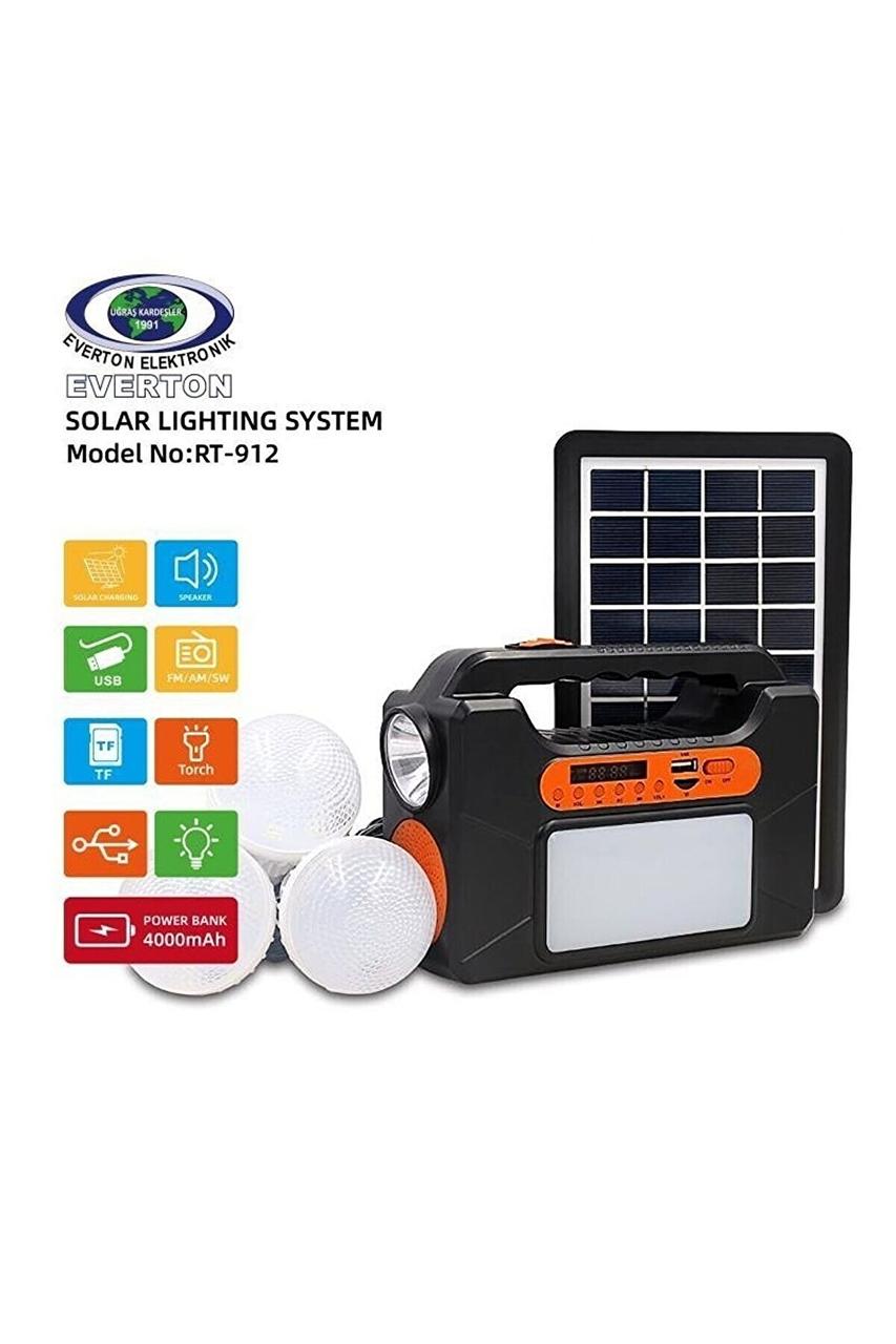 Портативна сонячна автономна система Solar Light RT-912BT панель похідний ліхтар радіо повербанк акумулятор