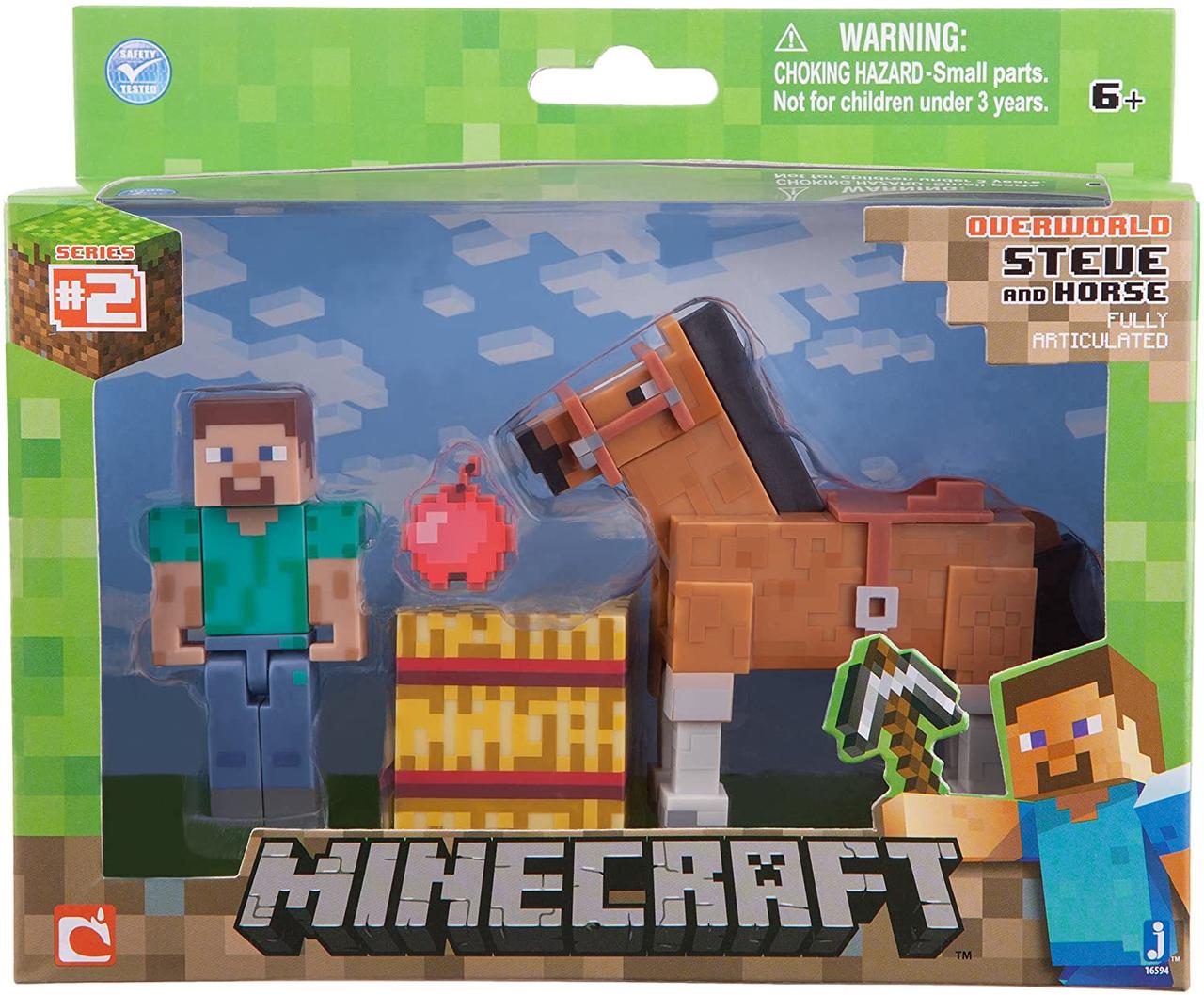 Стів і коричневий кінь Майнкрафт Minecraft Steve with Chestnut Brown Horse з конем оригінал Jazwares