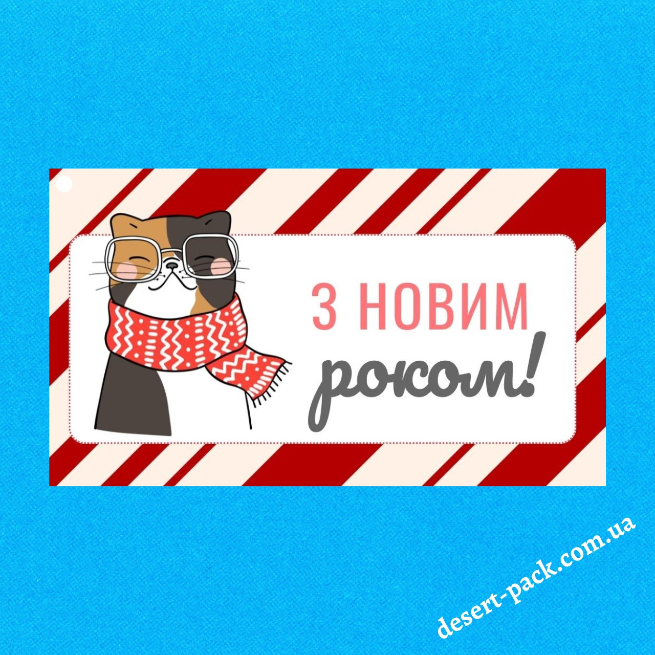 Новорічні бірки з отвором 100х60 мм (10 шт.) новорічний кіт
