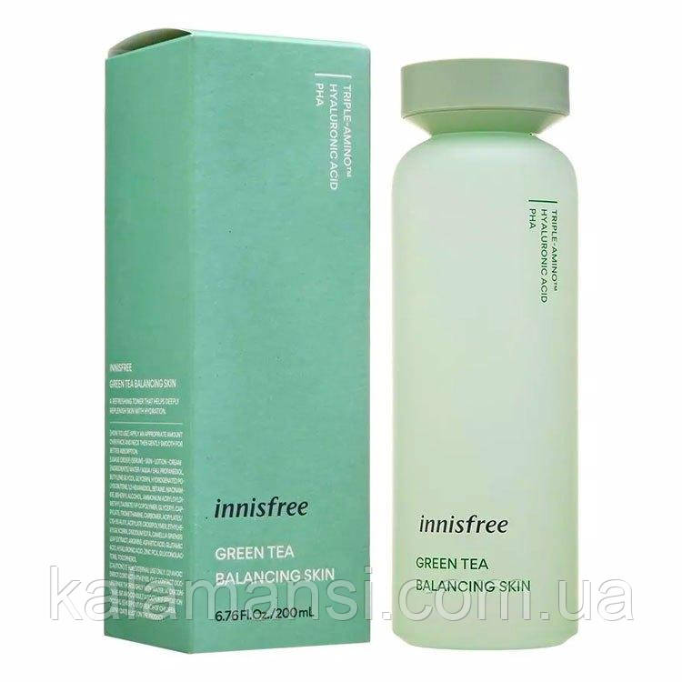 Зволожувальний тонер з екстрактом зеленого чаю Innisfree Green Tea Balancing Skin EX 200 мл