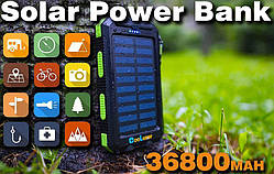 Solar Charger Power Bank 36800mah Павербанк із сонячною батареєю, ліхтарем та компасом