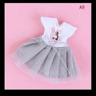 Одяг для ляльки пупса 16 см, плаття або костюм Сіре плаття Клари