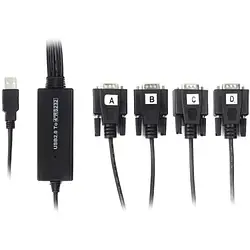 Дата-кабель Viewcon USB2.0-4хCOM (9 + 25pin) 1.4 м (VE671) Black