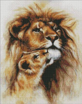 AMO7202 Алмазна вишивка Левова ніжність 40 х 50 см, фото 1