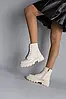 Жіночі демісезонні черевики ShoesBand Молочні натуральні шкіряні на середню/широку стопу всередині байка 39 (25 см) (S55841-3д), фото 6