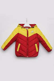 Куртка дитяча демісезон бордово-жовта з капюшоном р.S 150240M