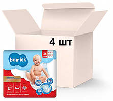 Коробка підгузків дитячих одноразових Bambik Medium розмір 5 JUNIOR 7-18 кг 128 шт