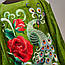 Сукня 100% льон, з вишивкою - роза і павич, вільного крою, стиль бохо, на зав'язках, колір - зелений., фото 8