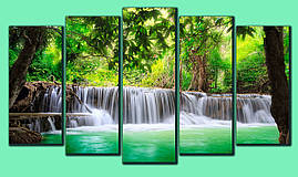 Модульна картина на полотні з 5 частин "Водоспад"
