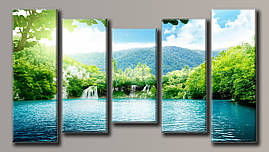 Модульна картина на полотні з 5 частин "Водоспад"