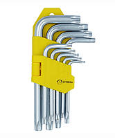 Набір Г-подібні ключі TORX з отвором 9 шт. 48104 Сталь