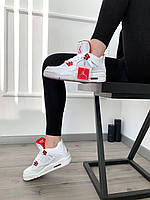 Білі з червоним кроссівки жіночі Nike Air Jordan Retro 4. Кросси на кожний день Найк Аір Джордан 4., фото 5