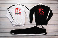 New Balance Athletics мужской черный спортивный костюм без капюшона весна осень.NB Свитшот белый черный+штаны