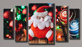 Модульна картина на полотні з 5 частин "Санта-Клаус"