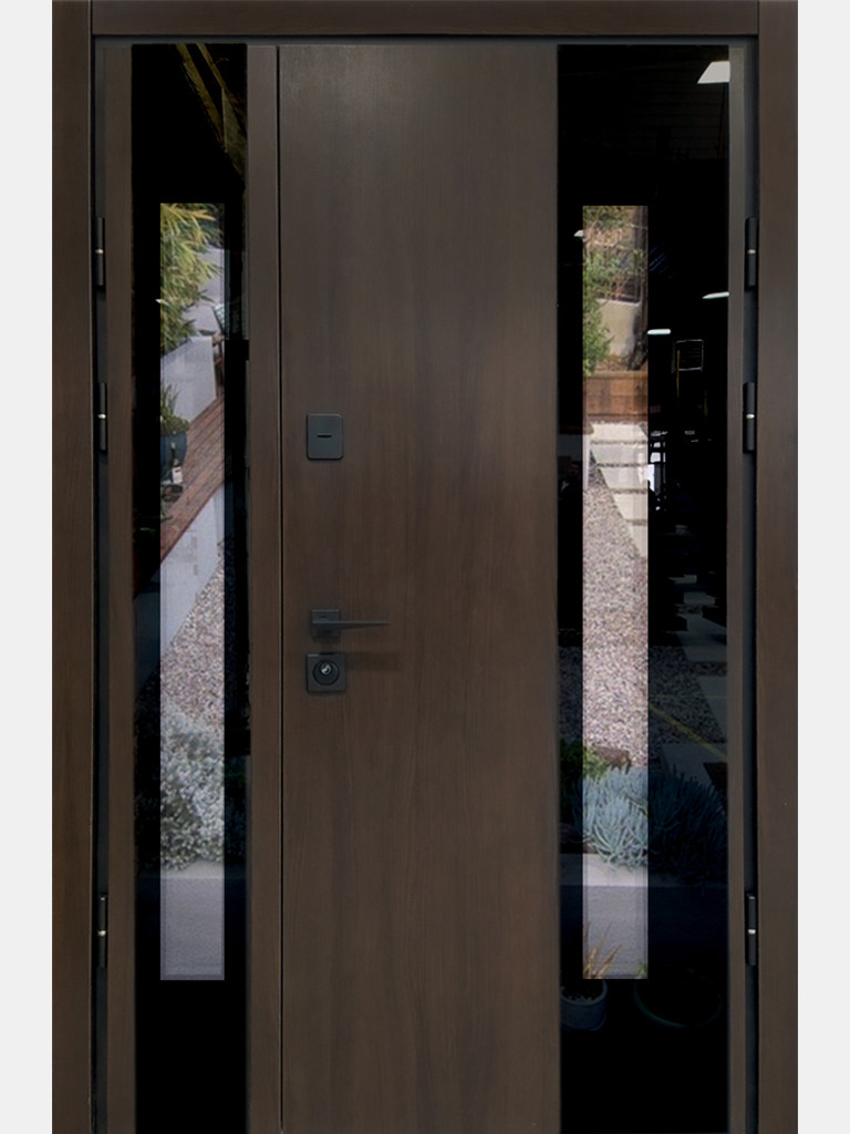 Двері вуличні, модель Thermo Steel Standart 22-01, 2 замки, полуторні, склопакет