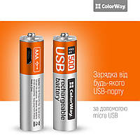 Акумулятор AAA ColorWay 400mAh HR03 Ni-MH 1.5В (2pcs.) (CW-UBAAA-01)