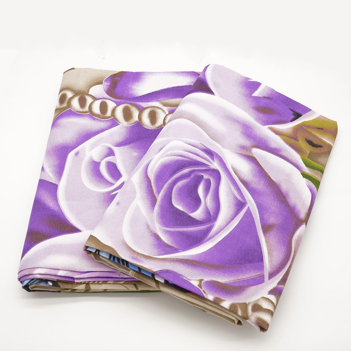 Комплект постільної білизни з фіолетовими трояндами, 74020 (Євро)