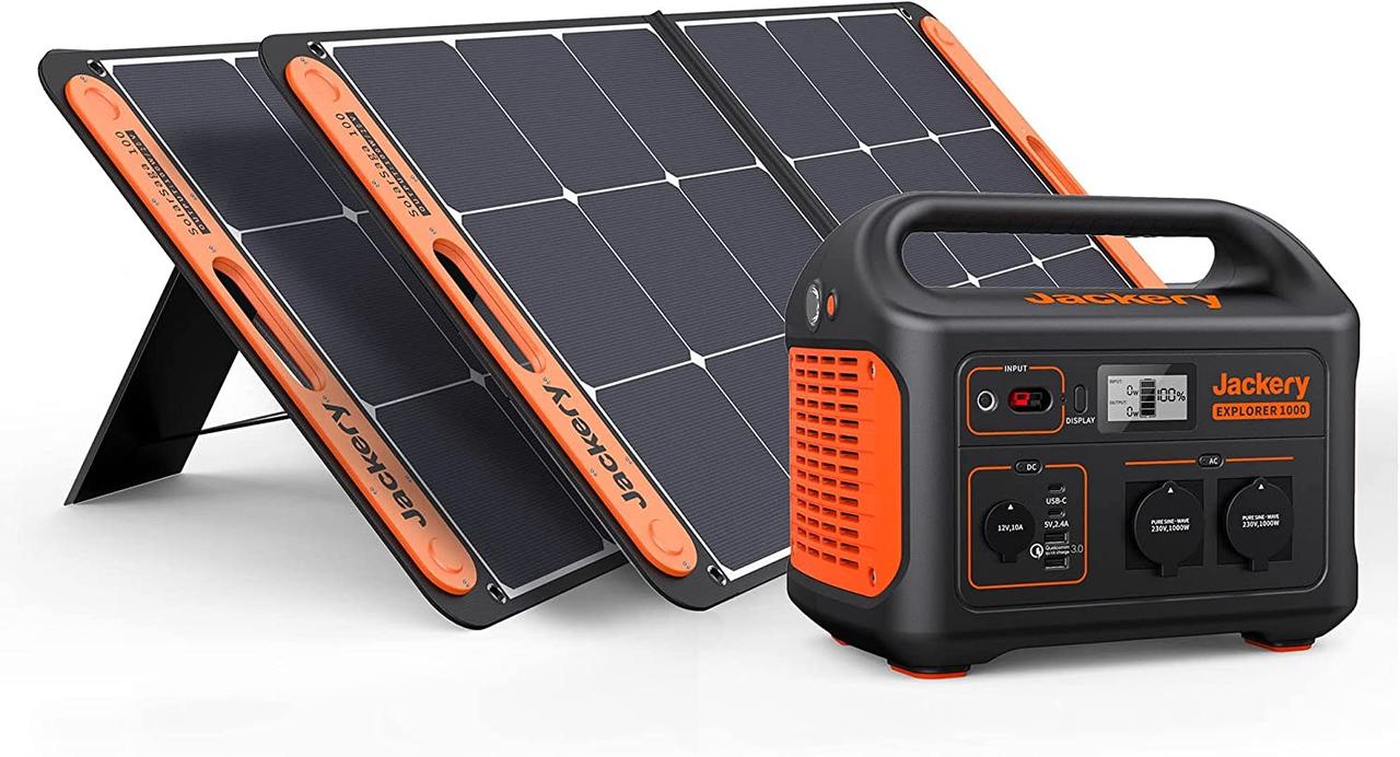 Портативна електростанція JACKERY 1000 PRO + 2 сонячні панелі SolarSaga 100 Вт