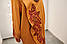 Вышиванка туника женская с длинным рукавом, вышивка - ришелье, коттон, цвет - горчичный., фото 2