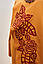 Вышиванка туника женская с длинным рукавом, вышивка - ришелье, коттон, цвет - горчичный., фото 3
