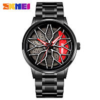 Часы в виде крутящегося колеса Skmei 1990D Black Red-Silver