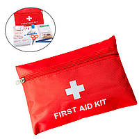 Аптечка первой помощи универсальная "First aid kit" Красная 14х20см, аптечка медицинская с наполнением (NV)