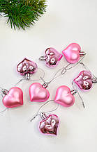 Підвіска на ялинку "серце" рожеве 4.5 см