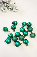 Кулька новорічна 3 см смарагдові МІКС