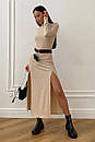 Довга облягаюча сукня з турецького трикотажу з розрізами Рената хакі 40 42 44 46 48 50 розмір, фото 10