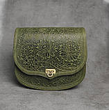 Унікальна шкіряна сумка через плече, модель "Квітка", фото 3