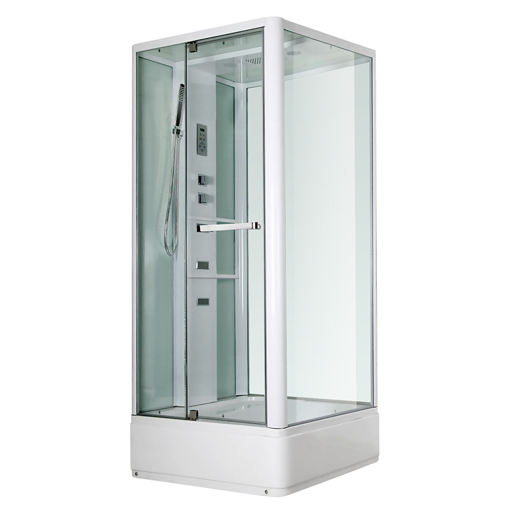 Гідробокс 110*90 см Miracle NA115-3 з КПК, рама біла, скло прозоре, задня стінка і дах білі