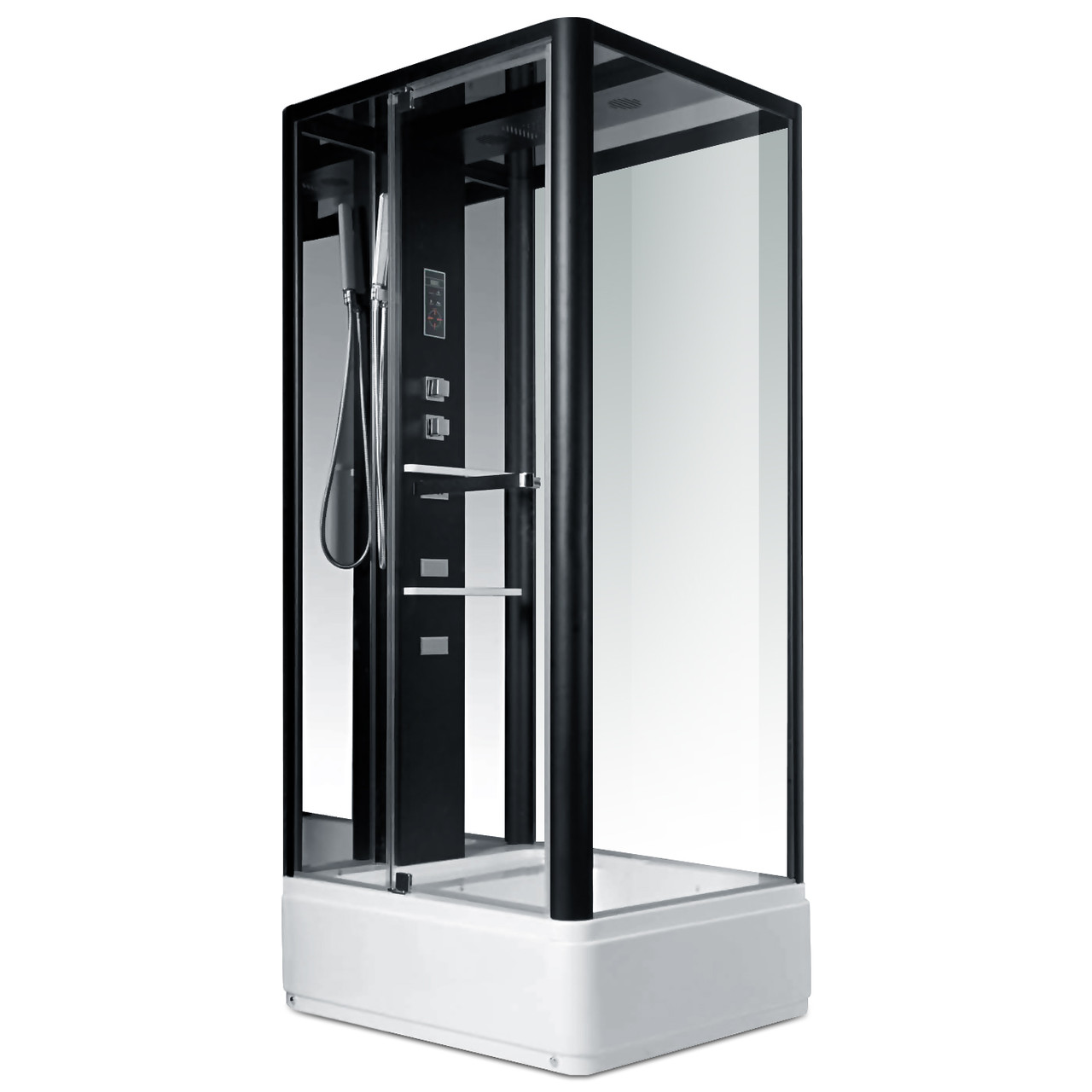 Гідробокс 110*90*215 см Miracle NA115-3A з КПК, рама чорна, скло прозоре, задня стінка і дах дзеркальні