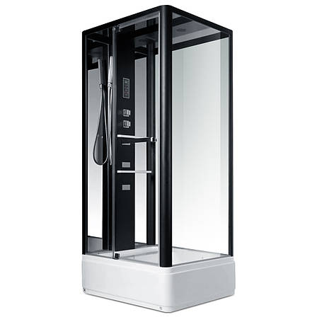 Гідробокс 110*90*215 см Miracle NA115-3A з КПК, рама чорна, скло прозоре, задня стінка і дах дзеркальні, фото 1