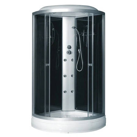 TMS-885/15, Fabio, гідробокс 100 х 100 см, рама сатин, скло сіре, заднє скло чорне, фото 1