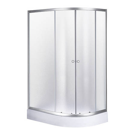 Душова кабіна 120*80 см з піддоном 15 см, рама сатин, скло матове з фактурою "фабрік" Sansa (ліва), фото 1