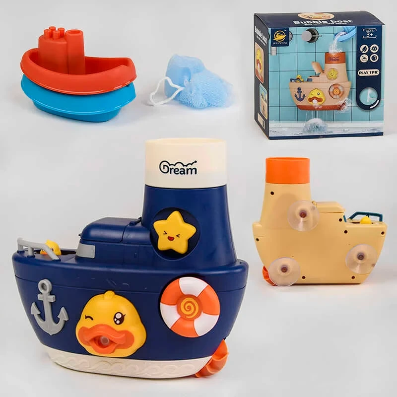 Ігровий набір для ванної 8366-40 A "Кораблик", 2 кольори, леєчки, мочалочка, фото 1