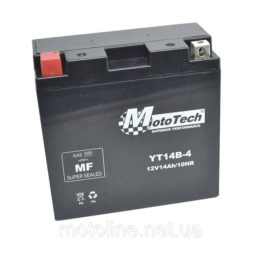 Акумулятор АКБ YT14В-BS (12V14AH) Mototech, фото 1