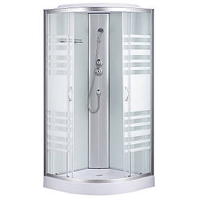 7790A, Sansa, гідробокс 90 x 90 см, рама сатин, скло прозоре-lines, заднє скло біле, фото 1