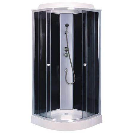 6690A/15, Sansa, гідробокс 90 х 90 см, рама сатин, скло сіре, заднє скло чорне, фото 1