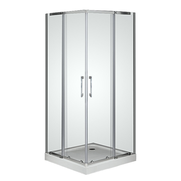 Душова кабіна 90х90*210 см з низьким піддоном 12 см, рама хром, скло прозоре 6 мм Sansa Prima