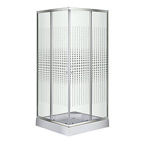 S-90S/15, Sansa, душова кабіна 90 х 90 см, рама сатин, скло прозоре-мозаїк, фото 1