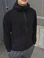 Мужская флисовая кофта теплая с капюшоном Reload Warm черная / Флиска на змейке повседневная с карманами деми M
