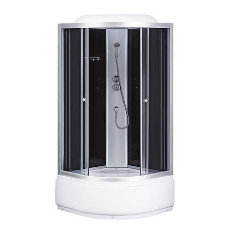 6690A, Sansa, гідробокс 90 х 90 см, рама сатин, скло сіре, заднє скло чорне, фото 1